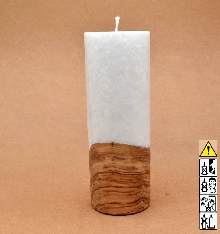 Runde Kerze mit Holz, Unikat Holzkerze, Individuelle runde Hochzeitskerze mit Holz aus Stearin. Kerze mit Holzelement, Individuelle, persönliche Hochzeitskerze Holzkerze, Rund Stearinoptik, Hochzeitskerze mit Teelicht im Kerzen online Shop für Hochzeiten bestellen, günstig kaufen.