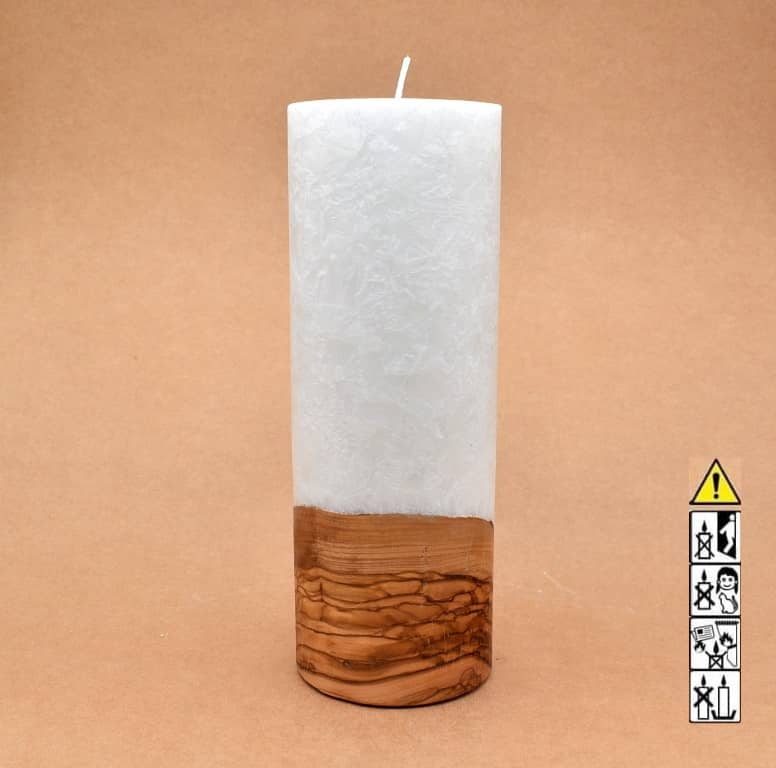 Kerze mit Holzelement, Individuelle, persönliche Hochzeitskerze  Holzkerze, Rund Stearinoptik, Hochzeitskerze mit Teelicht im Kerzen online Shop für Hochzeiten bestellen, günstig kaufen.