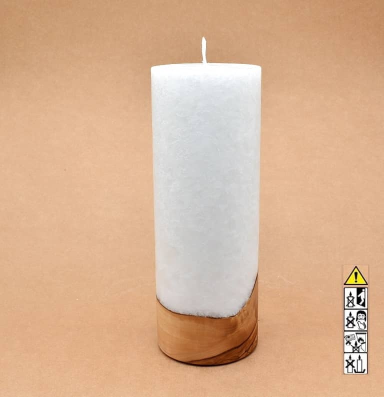 Kerze mit Holzelement, Individuelle, persönliche Hochzeitskerze  Holzkerze, Rund Stearinoptik, Hochzeitskerze mit Teelicht im Kerzen online Shop für Hochzeiten bestellen, günstig kaufen.