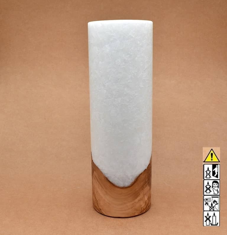 Kerze mit Holz Unikat Rund 100 x 300 mm mit Teelicht Nr.: 10