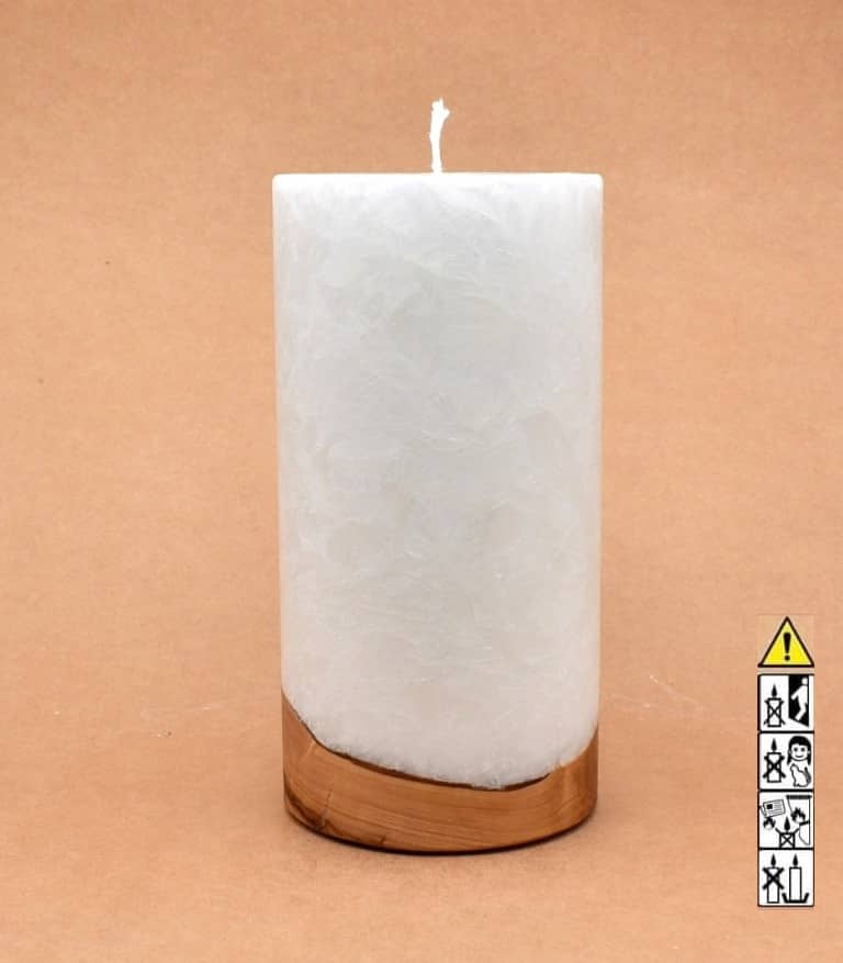 Hochzeitskerze, Kerze mit Holzeinsatz ohne Teelicht rund, Stearin, im Kerzen online Shop für Hochzeiten bestellen, günstig kaufen.
