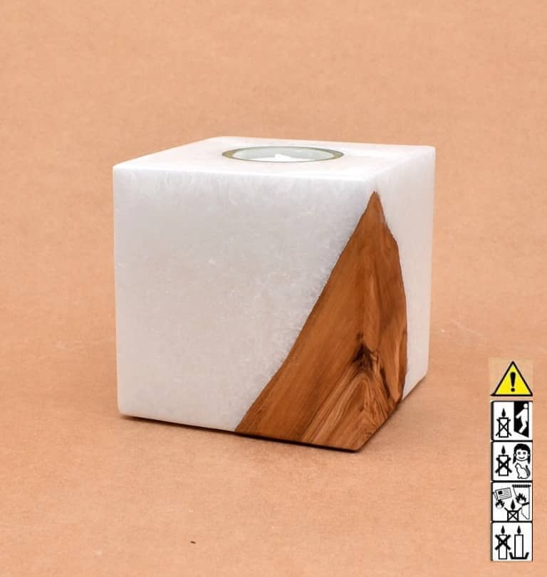 Geburtstagskerze individuelles Geschenk ❤️ Eckige Kerzen mit Holz kaufen