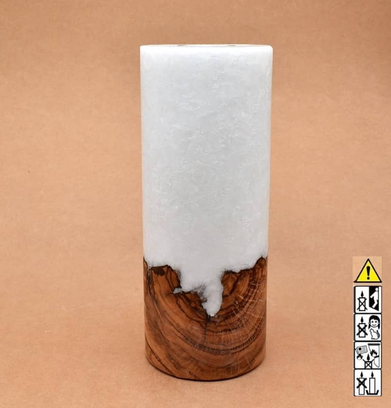 Kerze mit Holz Unikat Rund 100x250mm mit Teelicht. Jetzt in unserem Geschenke Onlineshop kaufen.