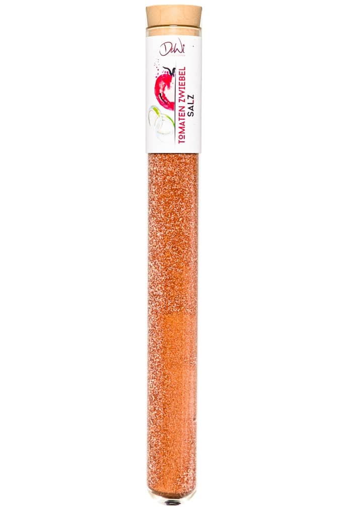 Tomaten Zwiebel Salz in Spice Tube aus Glas ? 22mm Tomaten Zwiebel Salz. Nachhaltig im Reagenzglas ? 22mm verpackt. Hochwertige kulinarische Produkte im Onlineshop kaufen.