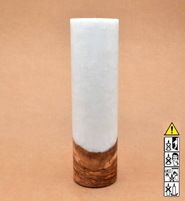 Kerze mit Holz Unikat Rund 70 x 250 mm mit Teelicht Nr.: 4