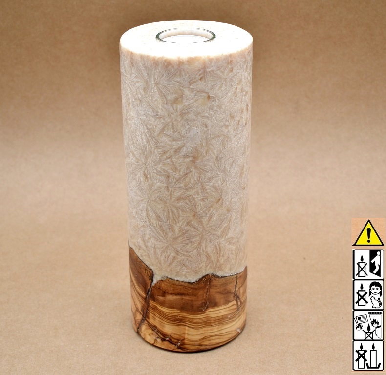 Kerze mit Holz, Unikat Holzkerze, Individuelle runde Hochzeitskerze mit Holz aus Stearin. Kerze mit Holzelement, Individuelle, perönliche Hochzeitskerze Holzkerze, Rund Stearinoptik, Hochzeitskerze mit Teelicht im Kerzen online Shop für Hochzeiten bestellen, günstig kaufen.
