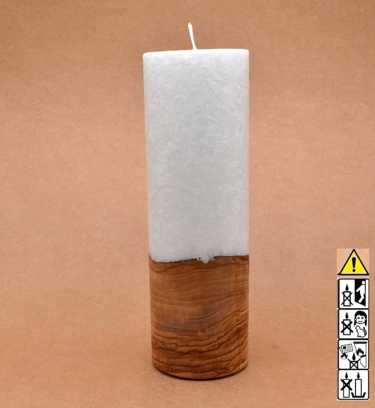 Kerze mit Holz Unikat Rund 80 x 250 mm mit Docht Nr.: 7 Kerze mit Holz Unikat Rund 80 x 250 mm mit Docht Nr.: 7