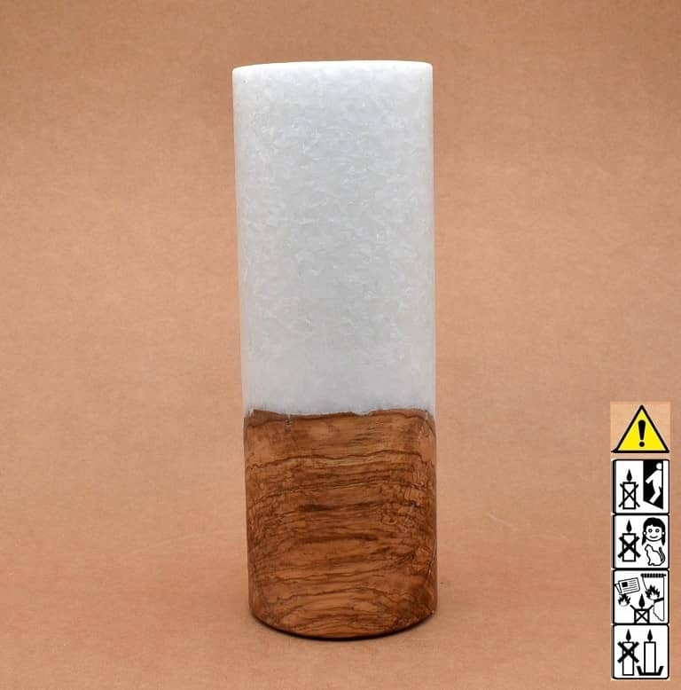 Kerze mit Holz Unikat Rund 90 x 250 mm mit Teelicht Nr.: 10