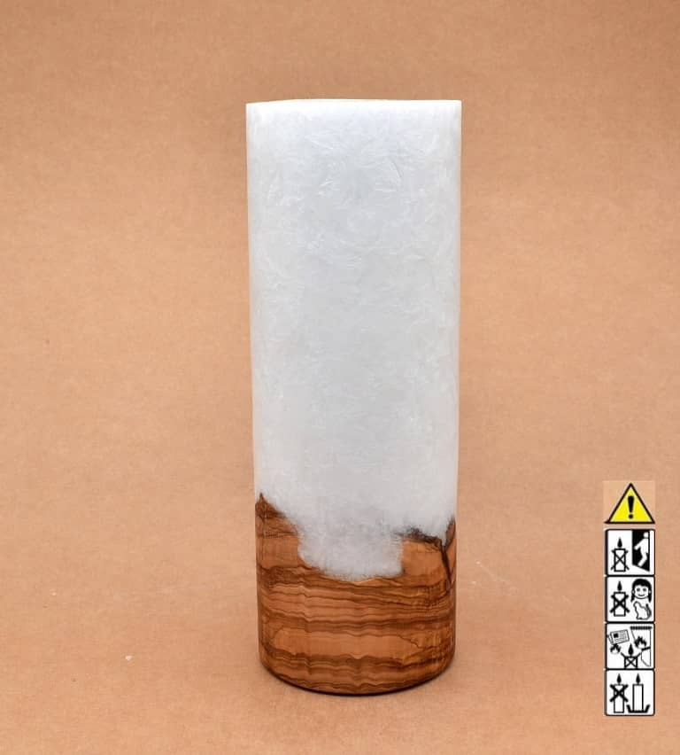 Kerze mit Holz Unikat Rund 90 x 250 mm mit Teelicht Nr.: 10