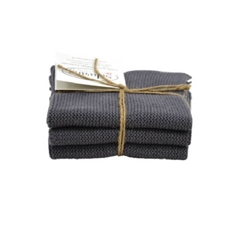 Solwang Wischtuch ?ko-Tex Baumwolle Dunkles Grau Wischtuch 3er Set von Solwang im Onlineshop kaufen aus 25 x 25 cm Baumwolle gestrickt 3 x Dunkles Stahlgrau