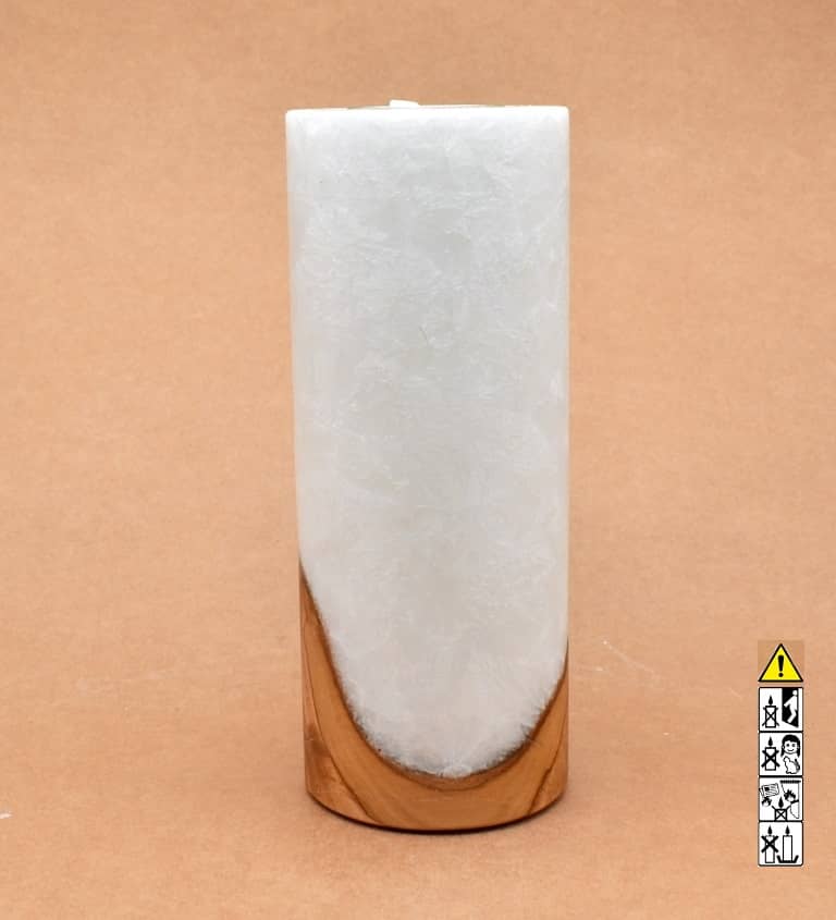Kerze mit Holz Unikat Rund 80 x 200 mm mit Teelicht Nr.: 11