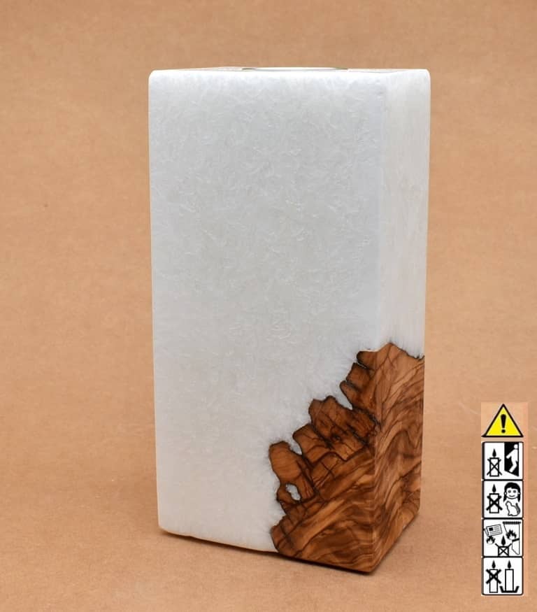 Kerze mit Holzeinsatz mit einem Teelicht ,Quader groß, 70x100x200mm unikat