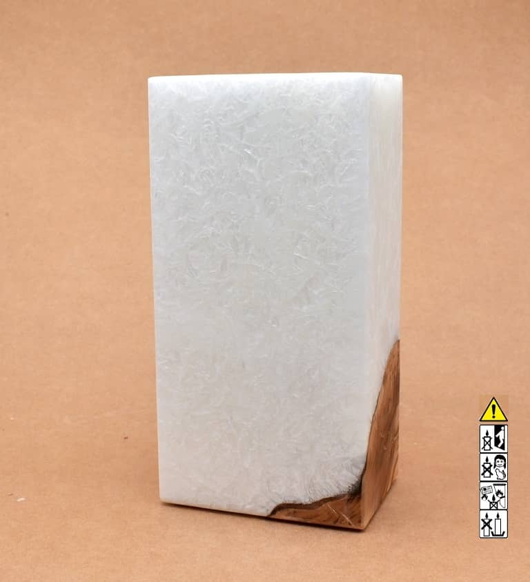 Kerze mit Holzeinsatz mit einem Teelicht ,Quader groß, 70x100x200mm unikat