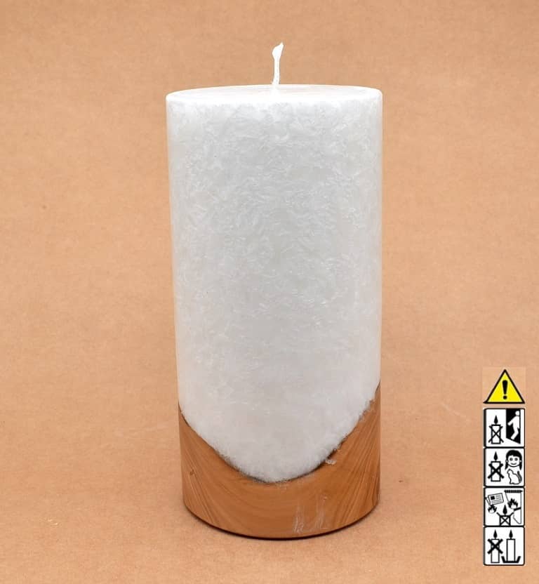 Kerze mit Holzelement, Individuelle, persönliche Hochzeitskerze  Holzkerze, Rund Stearinoptik, Hochzeitskerze mit Teelicht im Kerzen online Shop für Hochzeiten bestellen, günstig kaufen.