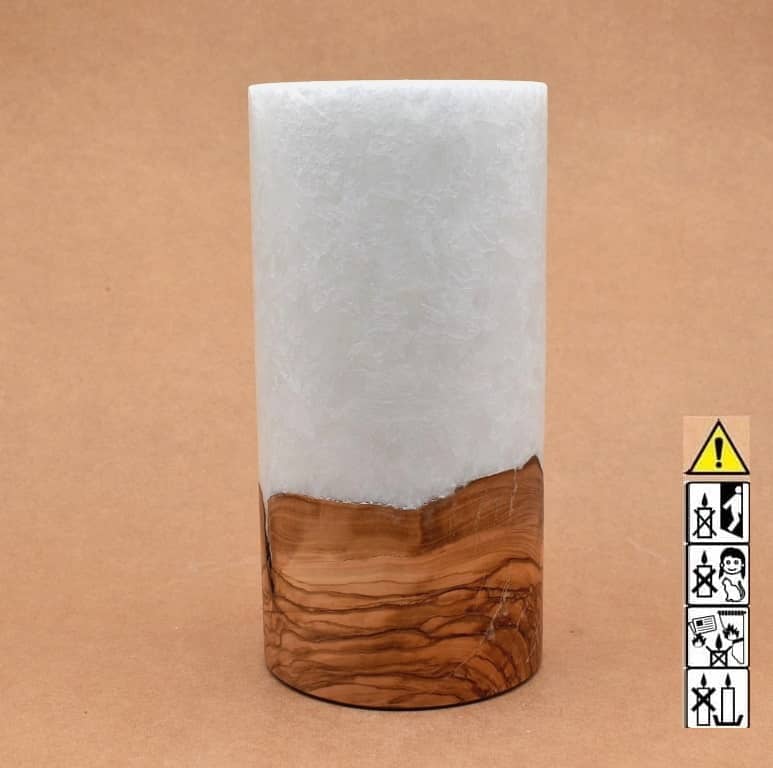 Kerze mit Holz Unikat Rund 100 x 200 mm mit Teelicht Nr.: 9