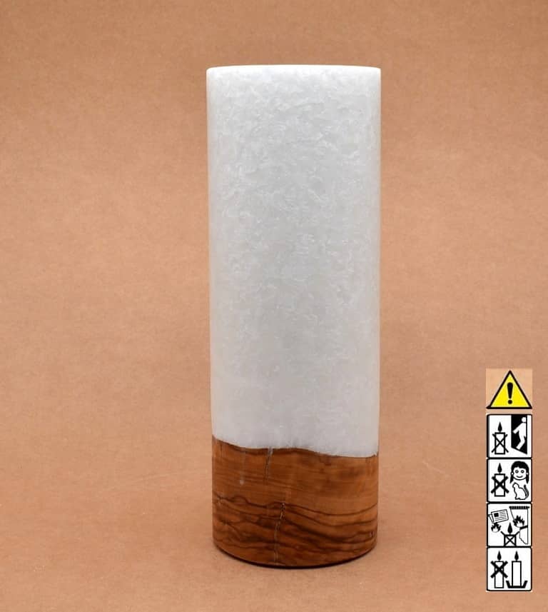 Kerze mit Holz Unikat Rund 90 x 250 mm mit Teelicht Nr.: 3