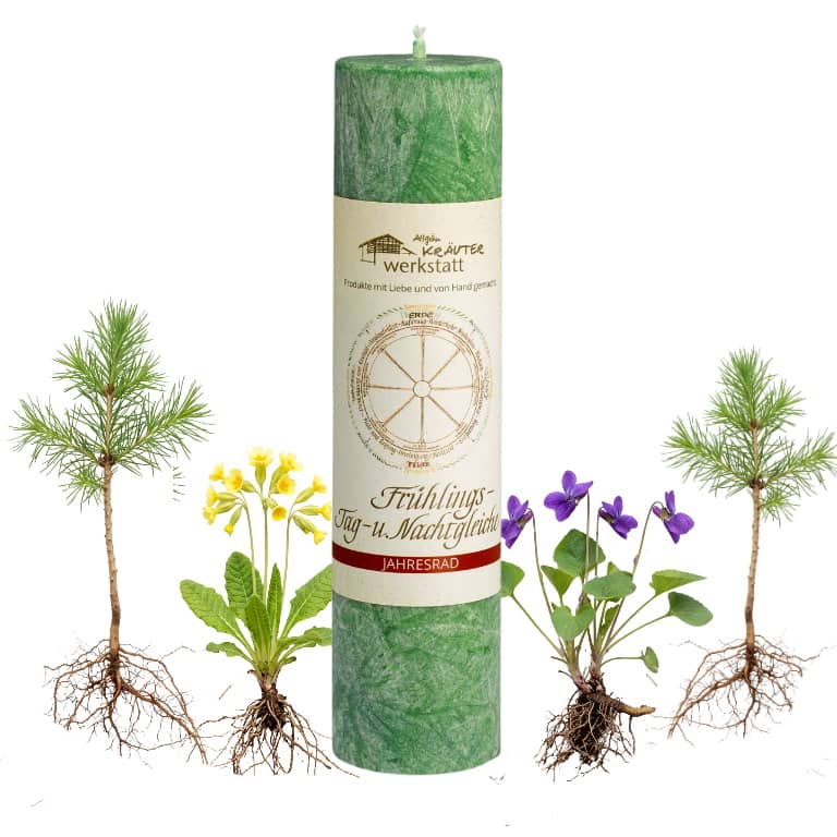 Allgäuer Heilkräuterkerze zum Thema Frühling Tag/Nacht Gleiche in unserem Kerzen Online Shop kaufen
